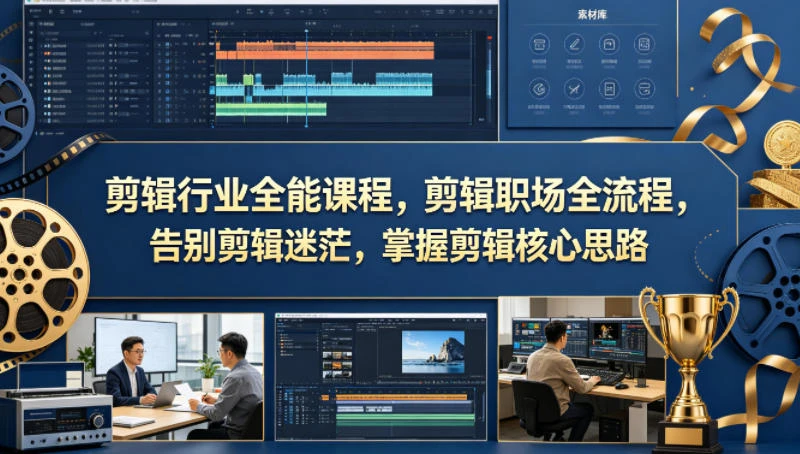 【精】剪辑行业全能课程,剪辑职场全流程,告别剪辑迷茫,掌握剪辑核心思路-淘米帮
