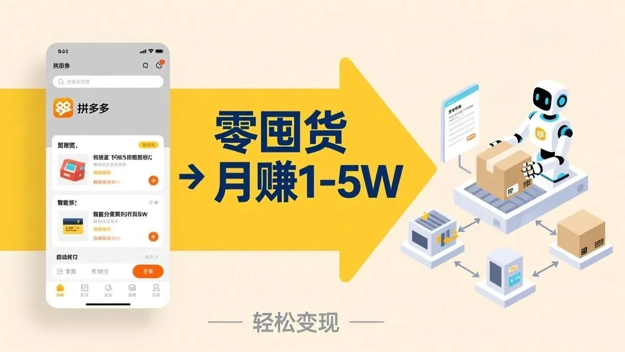 不用囤货不用跑单！拼多多虚拟玩法，机器人管理发货和客服，帮你月赚 1-5W-淘米帮