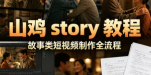 【精】山鸡 story 教程|故事类短视频制作全流程|4 节系统课掌握情感故事视频核心技巧-淘米帮
