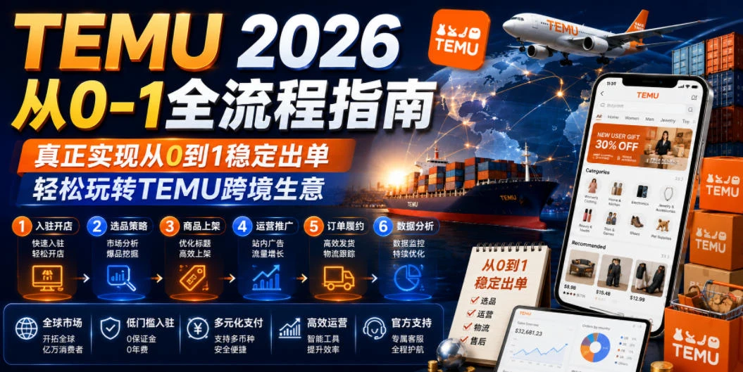 【精】TEMU 2026从0-1全流程指南,真正实现从0到1稳定出单,轻松玩转TEMU跨境生意-淘米帮